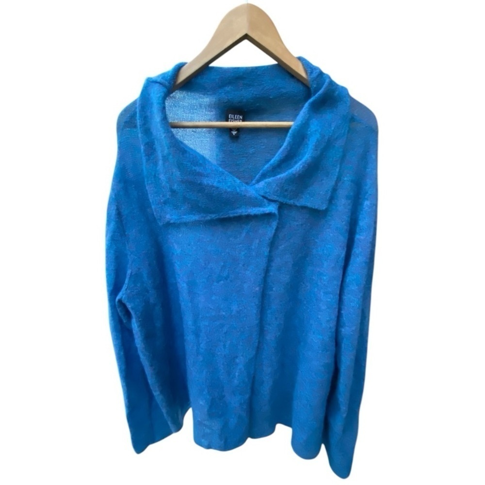 Eileen Fisher Bright Blue Draped Collar Sweater